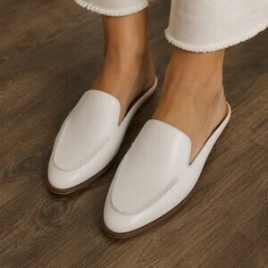 7.5 Everlane The Modern Mule Loafer White Leather Made In Italy Minimalist Chic